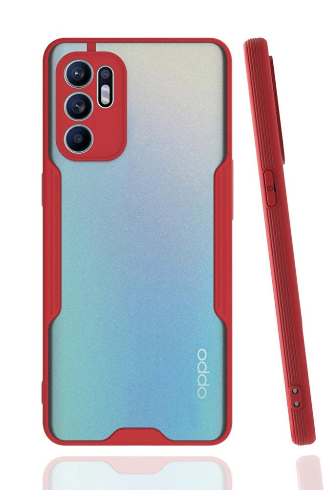 Oppo Reno 6 Kılıf Platin Silikon - Kırmızı-(5796) - EMTHBA6206-9118