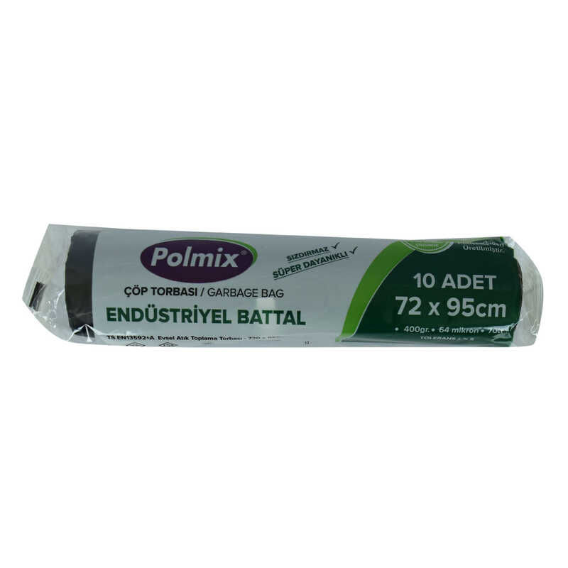 Küçük resim: Çöp Torbası Battal Boy 72x95Cm 400Gr 64Mikron 70Lt Siyah Rulo 10 Adet