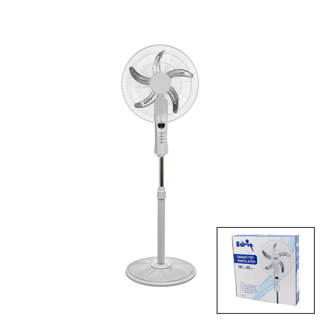 Uzaktan Kumandalı Vantilatör - Sanayi Tipi - 5 Metal Pervaneli - 3 Kademe Hız Ay