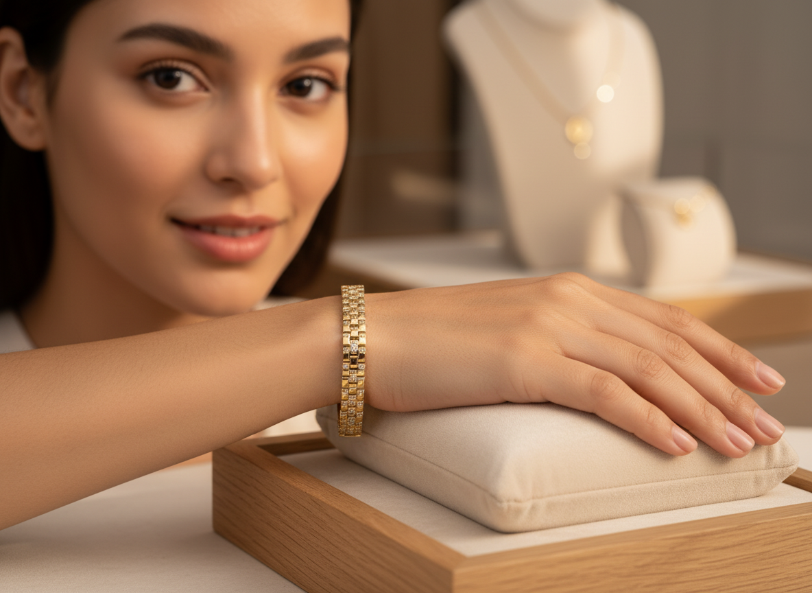 Xuping Taşlı Gold Bileklik – Kararma Yapmaz, Kimyasallara Dayanıklı, Zamansız ve