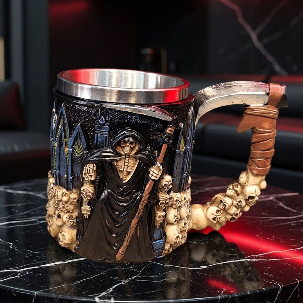 Küçük resim: 3D İskelet Tasarımlı - Paslanmaz Çelik İçli - Gotik Kupa Bardak 