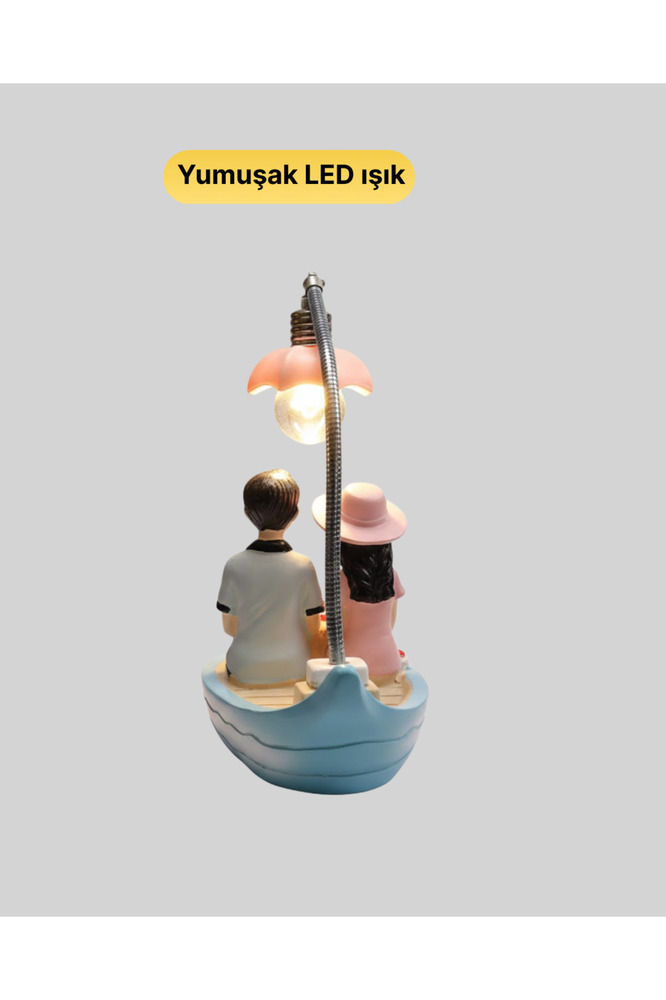 Küçük resim: Romantik Çift Figürlü Gece Lambası Sandal Model Sevgiliye Özel Hediye - EMT