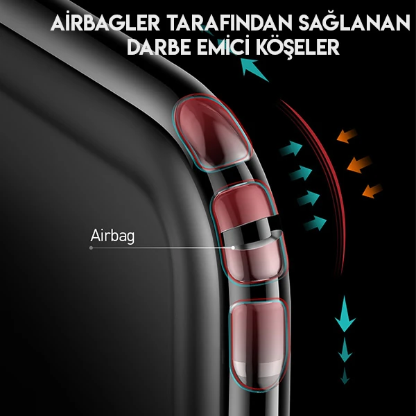 Küçük resim: Safety Airbags İPhone 11 Pro Max Şeffaf Darbe Emici Slikon Kılıf-(5775) - EM