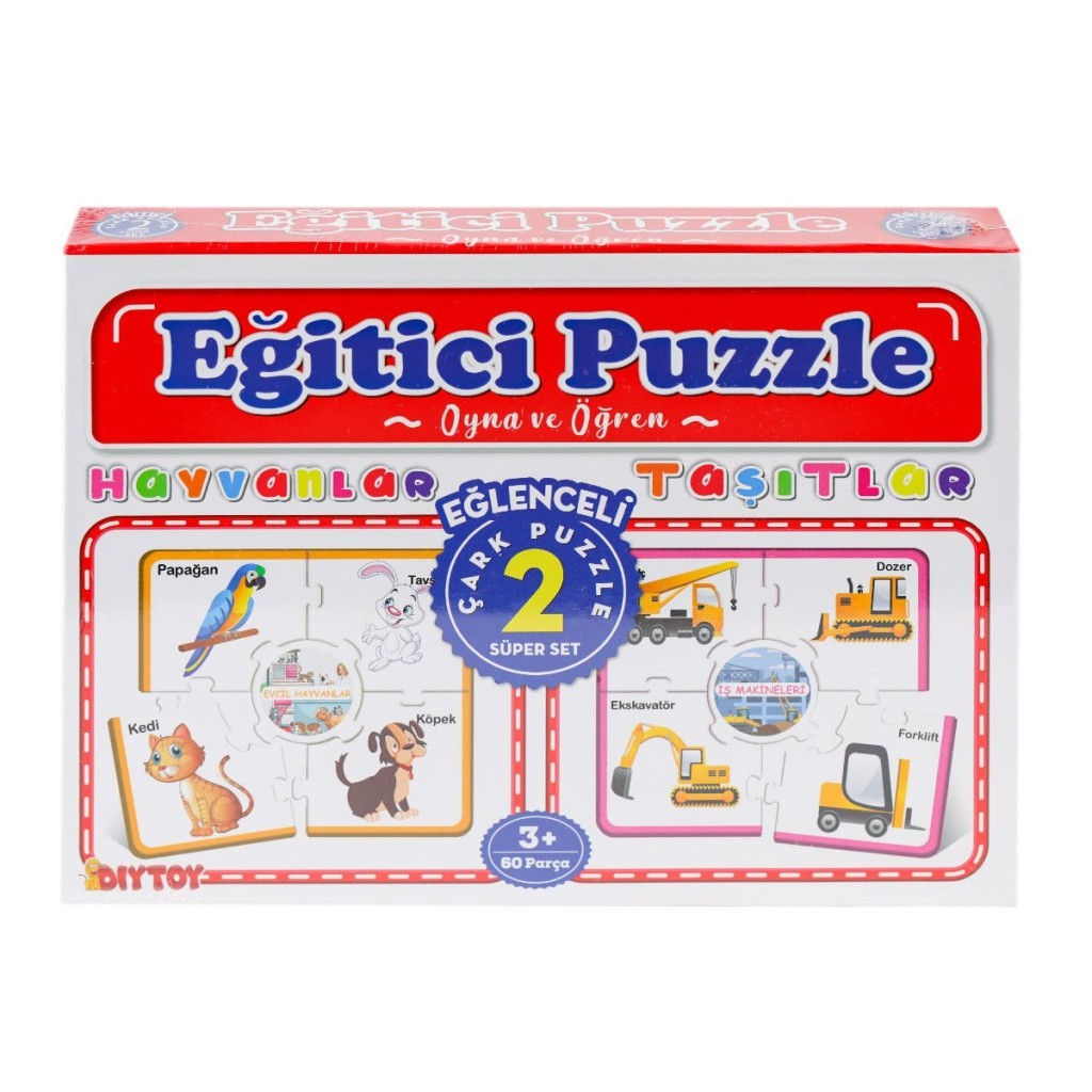 7196 Çark Puzzle Hayvanlar Taşıtlar 60 Parça