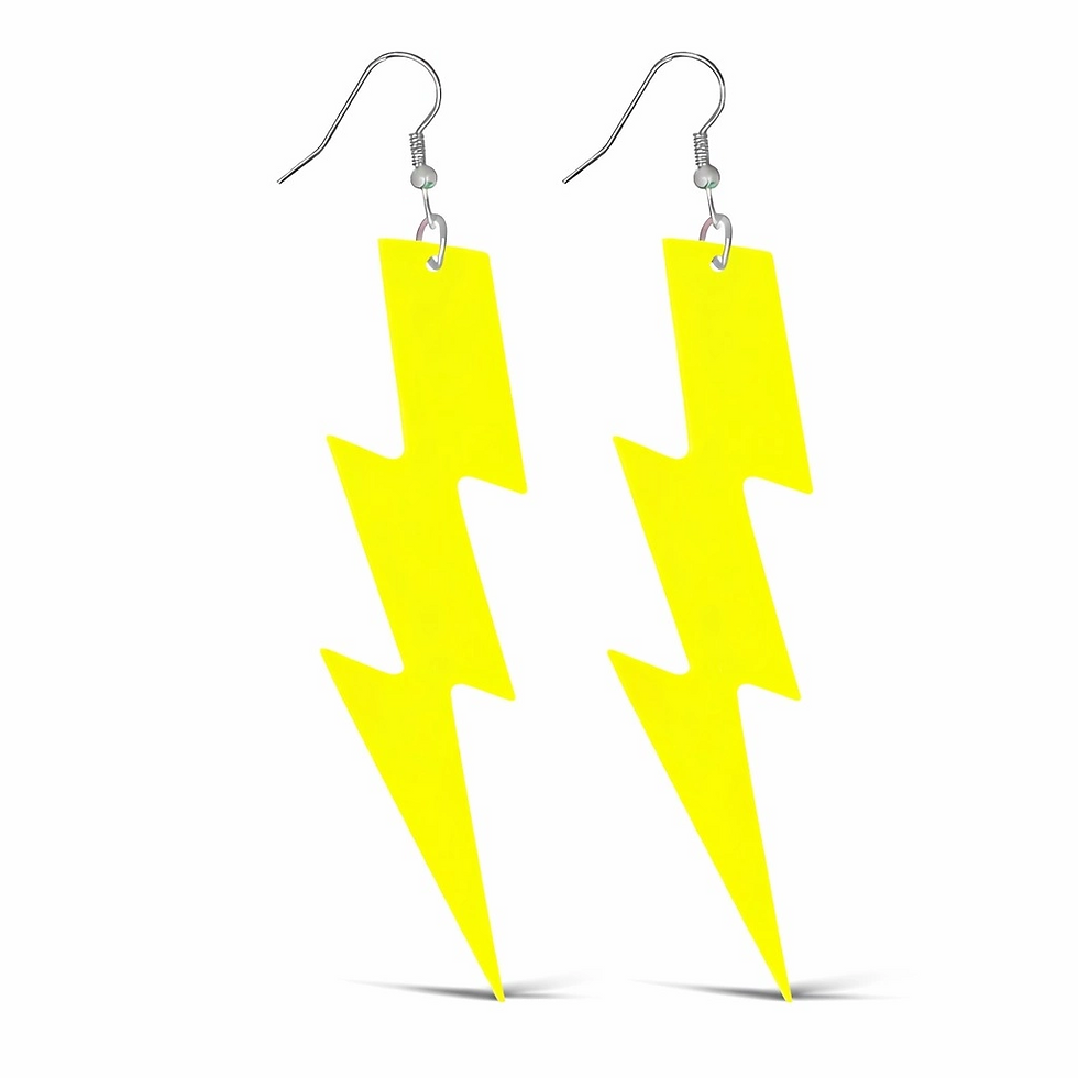 Küçük resim: 80’ler 9039lar Retro Neon Sarı Şimşek Küpe 10 Cm