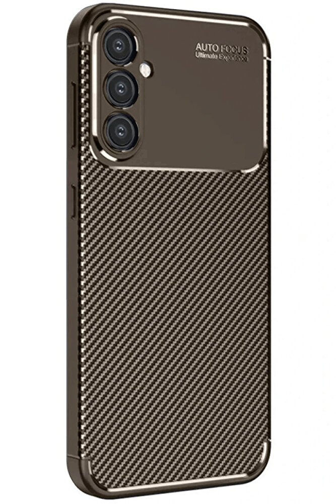 Samsung Galaxy A26 Kılıf Auto Focus Karbon Kapak - Kahverengi-(5796) - BYOS389