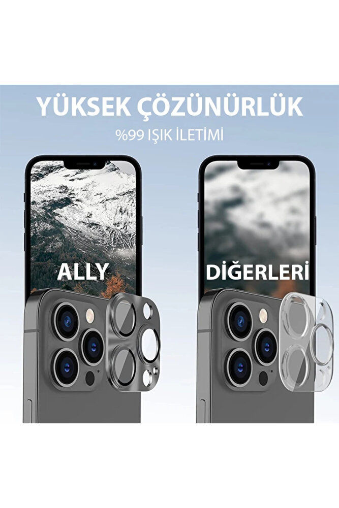 Küçük resim: ALLY iPhone 15 Pro-15 Pro Max Metal Tempered Kamera Lens Koruyucu-(5775) - EMTHB
