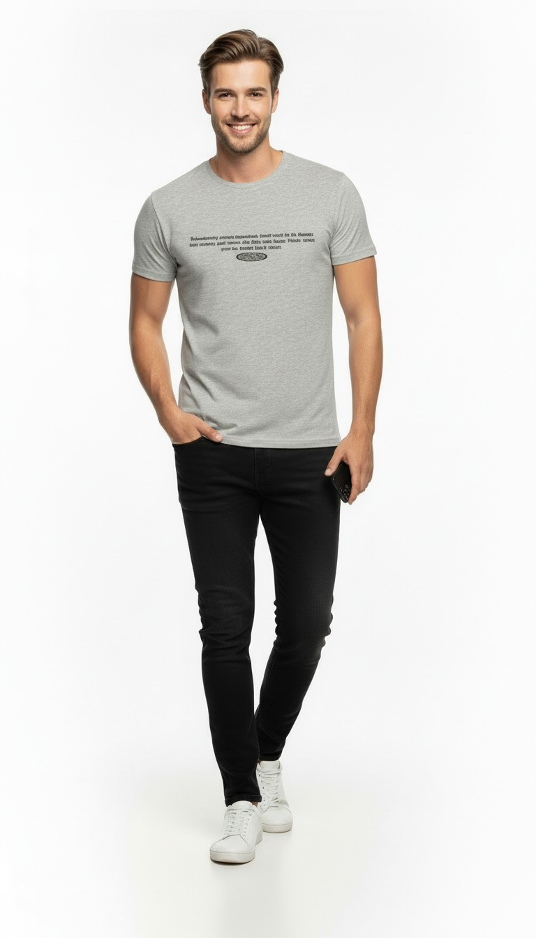 Minimal Yazı Baskılı Erkek Günlük T-Shirt Urban Stil