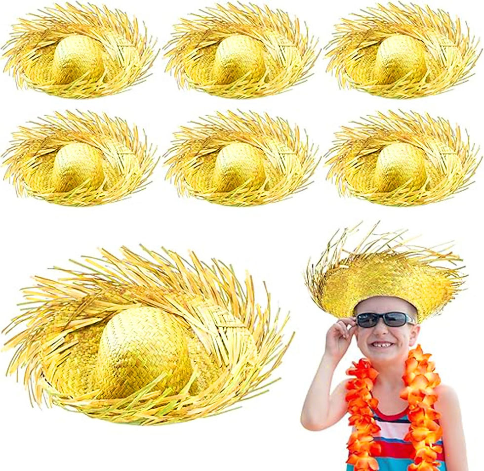 Thumbnail: Tropikal Parti Sarı Hasır Hawaii Şapkası 
