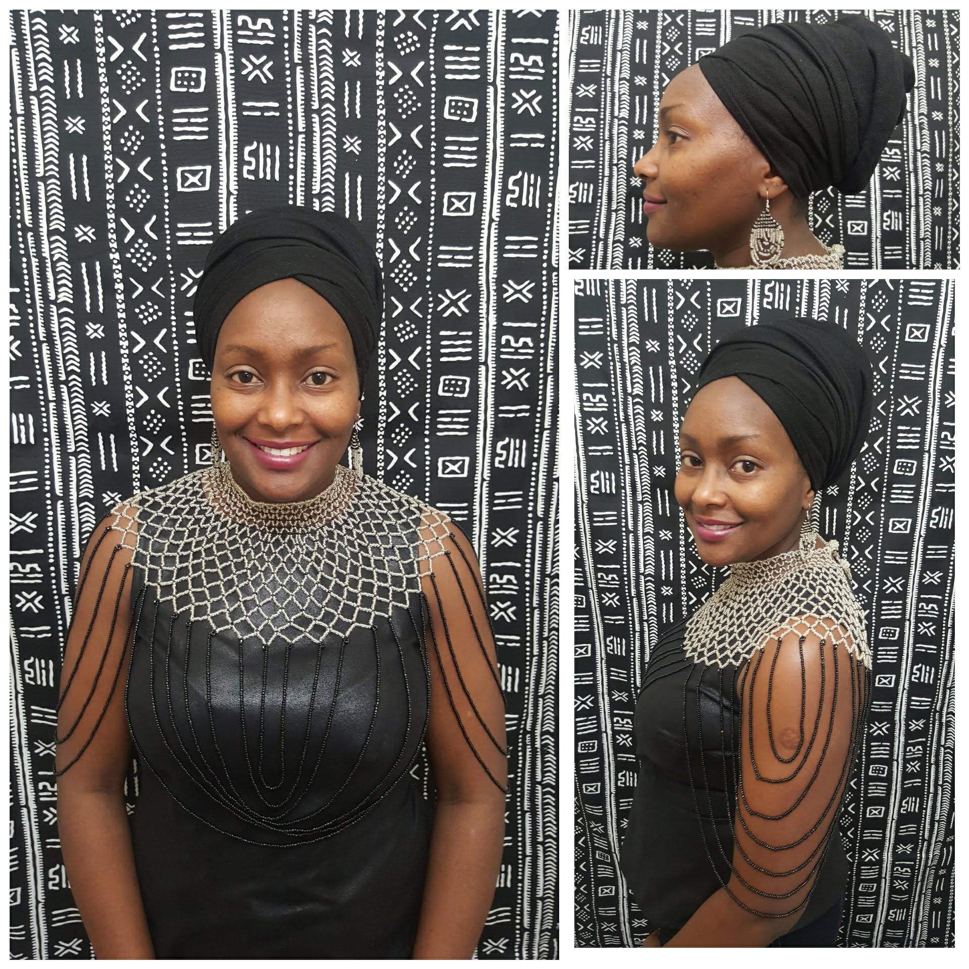 Clear & Black Collar Beads Necklace Set