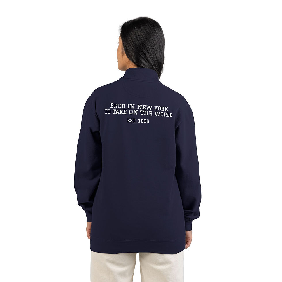 Thumbnail: Unisex Quarter-Zip Sweatshirt — 'Bred in New York to Take on the World'
