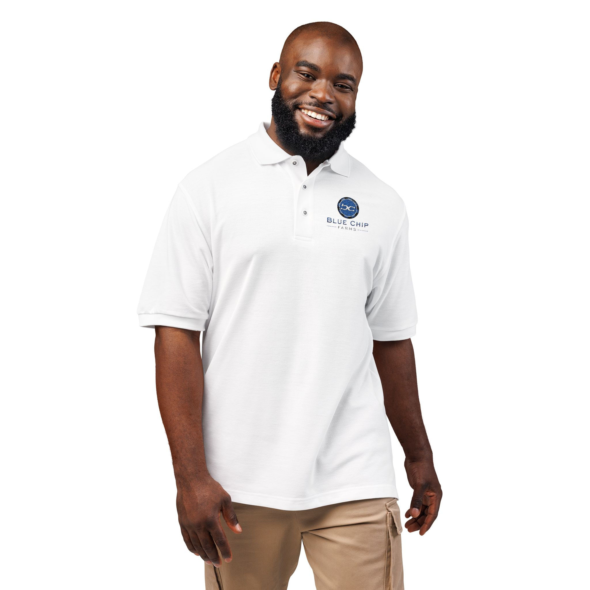 Unisex Embroidered Blue Chip Farms Polo Shirt