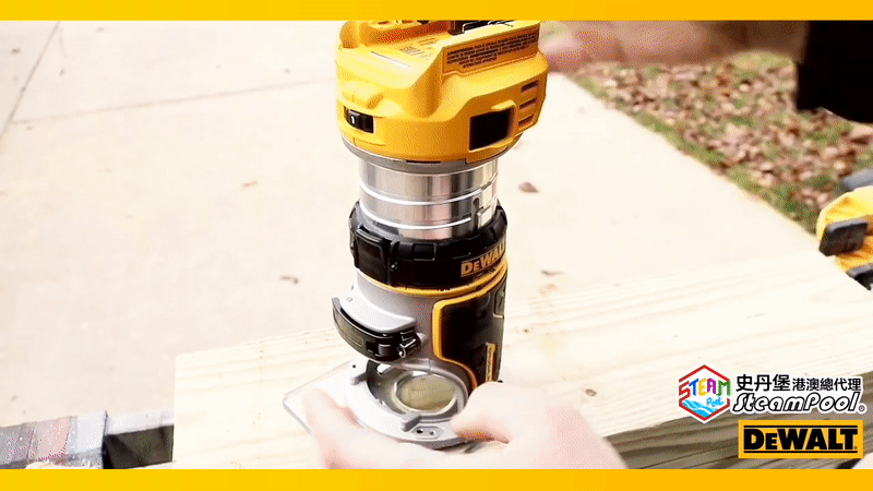 DEWALT Router 得偉鑼機 修邊機,高度調節環和鎖定扣,扭動即可調校高度,亦可直接取出機芯,DCW600 DCW604 D26204