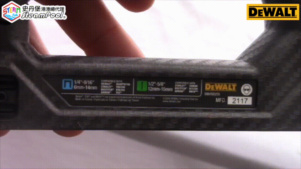 DEWALT 得偉駭影啪啪槍,相容碼釘和針釘,槍身標示適用尺寸,DWHT80276