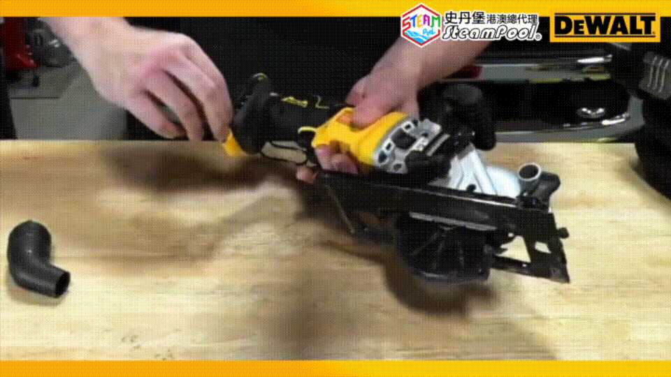DEWALT 得偉噬木蜂鳥鋸,4吋半風車鋸圓鋸,尾部藏有六角匙,換碟專用;1吋半長扳機,完善操作,方便長時間使用,DCS571