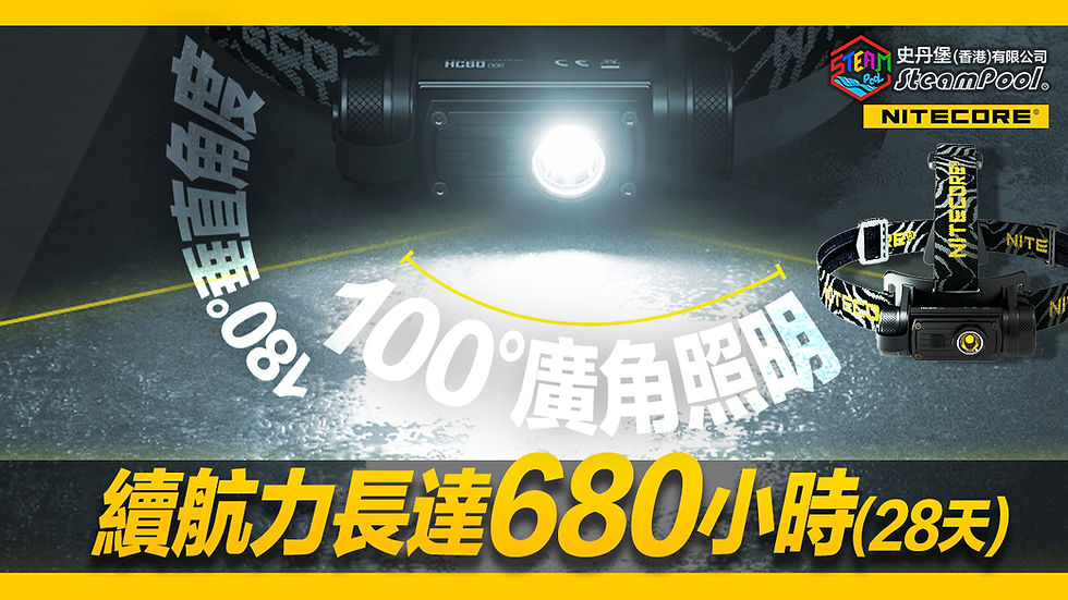 Nitecore Head Lamp HC60V2 Flashlight 可充電廣角戶外頭燈 續航力最長680小時(28天) 左右廣角照明100度 上下角度調校180度