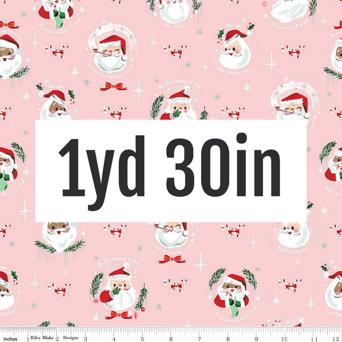 End of Bolt Jolly Old Elf in Pink Sparkle 1yd 30in