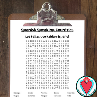 Spanish Speaking Countries Worksheet Spanish Word Search