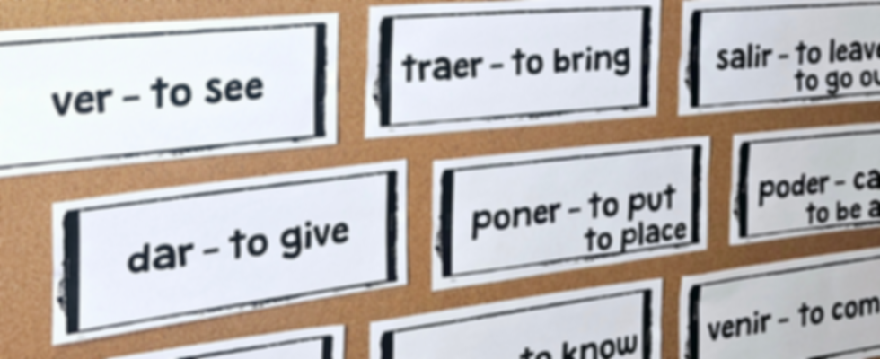 Spanish Sweet 16 Verbs Word Wall Beginning Spanish Vocabulary Bulletin Board.png