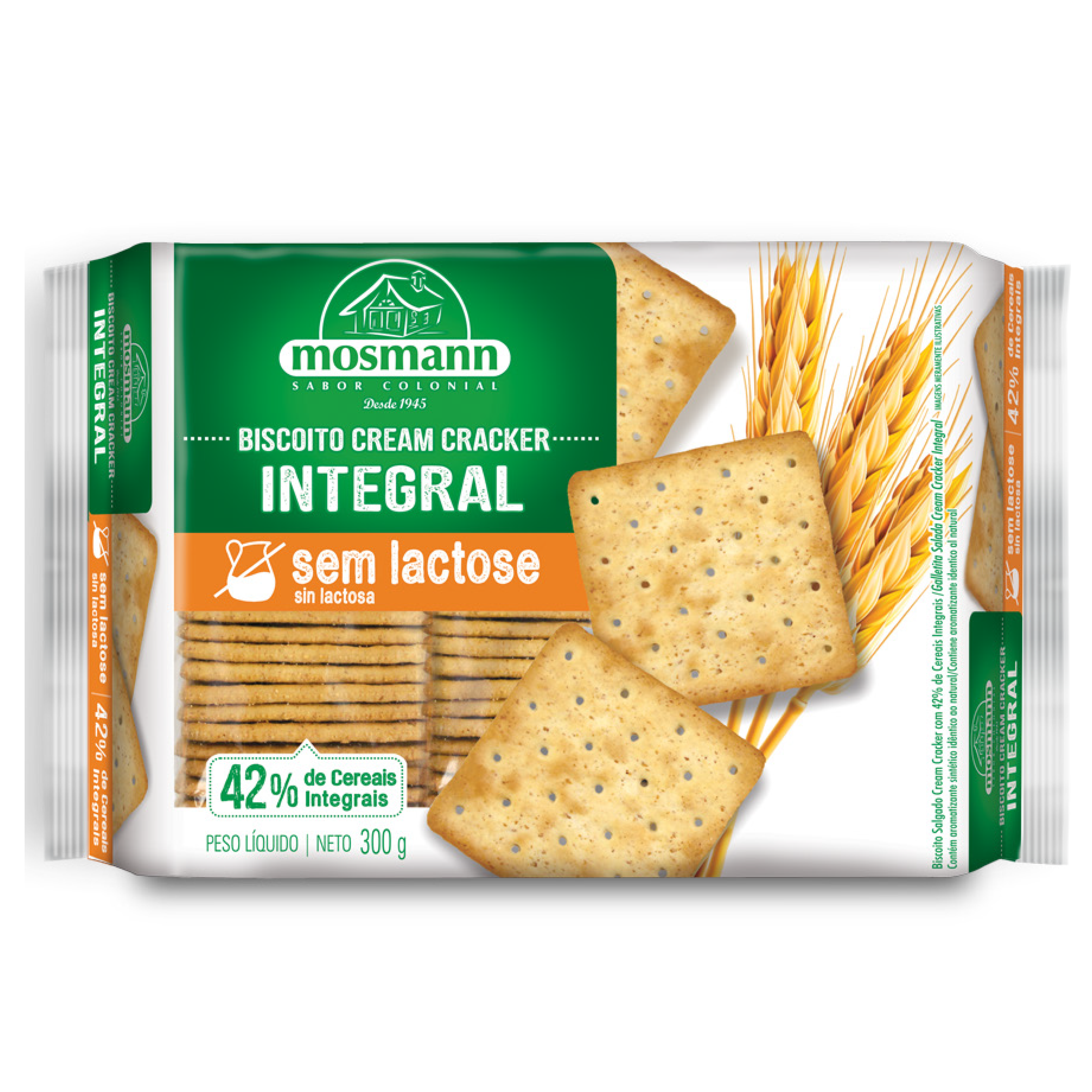Cream Cracker Integral Sem Lactose 300g