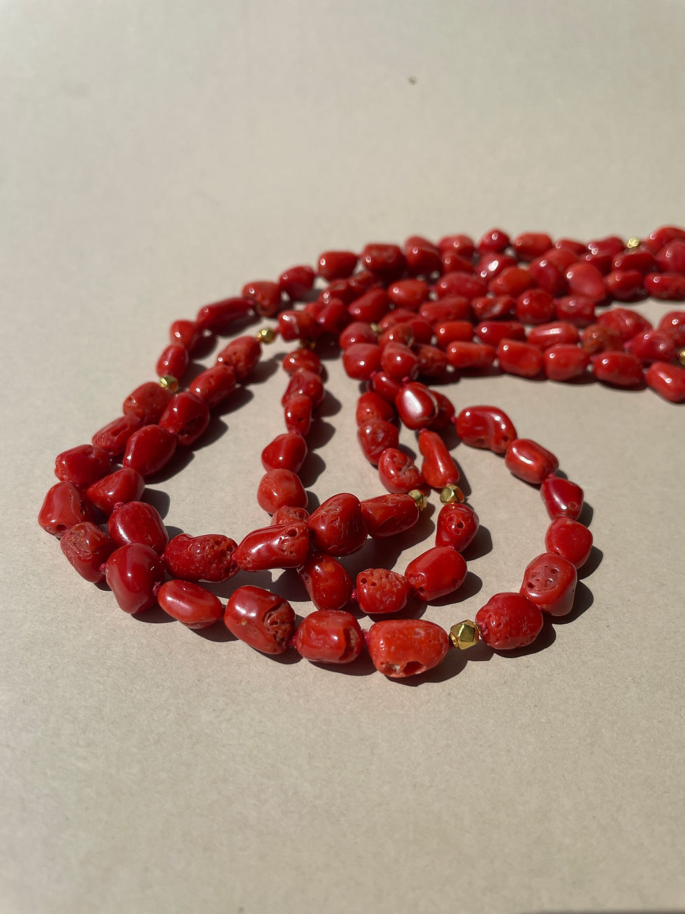 Thumbnail: Coral Necklace with 18ct Gold Beads