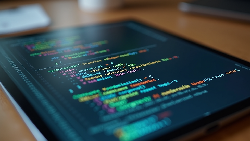High angle view of a beginner coding course interface on a tablet