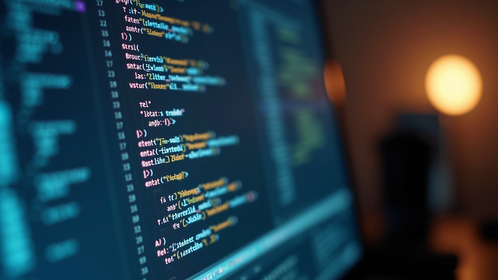 Close-up of a computer screen showing a coding project in progress