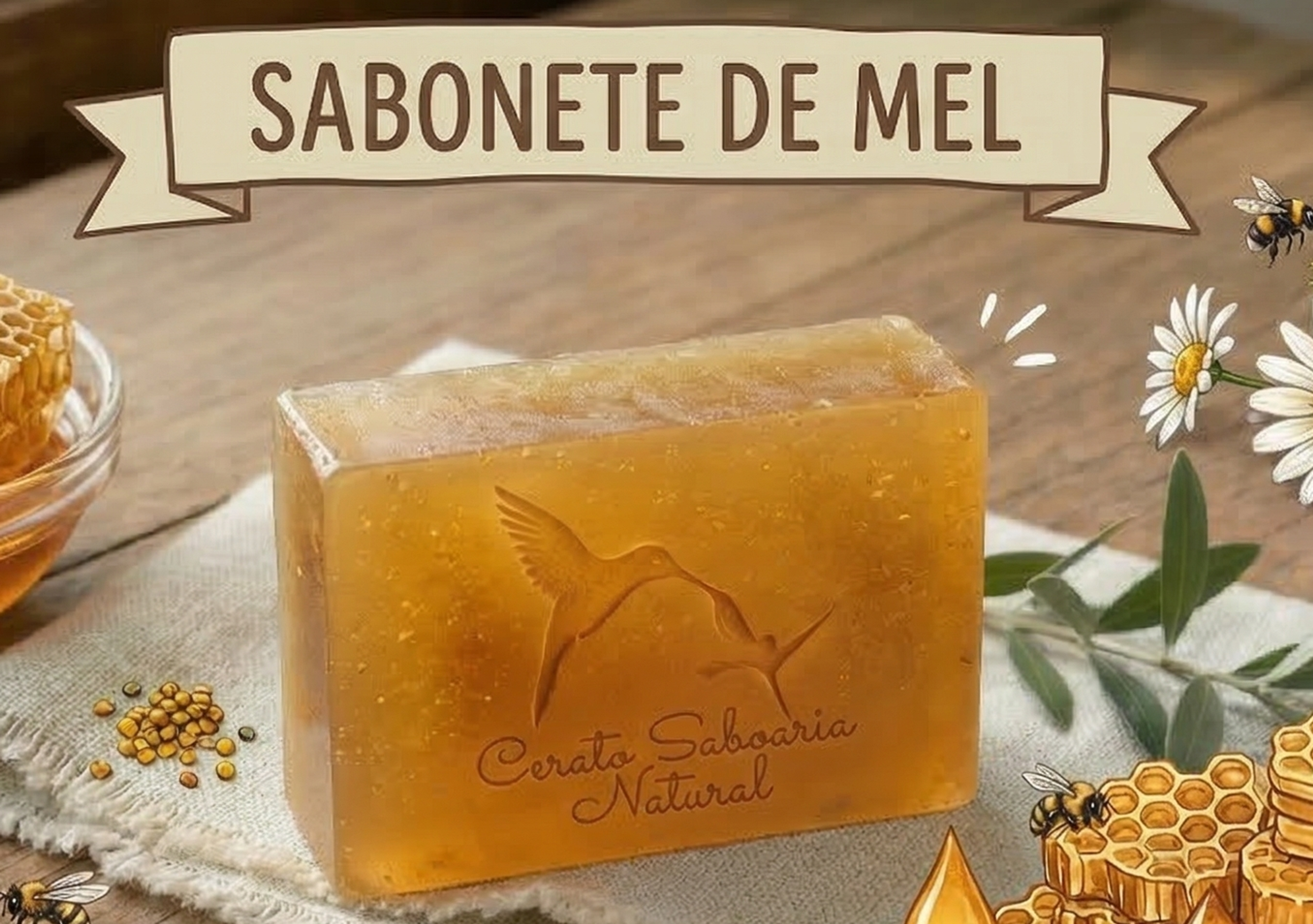 Sabonete Natural Vegano de Mel e Própolis