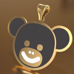 Bear Character Enamel Pendant 3D model Texture 3D print model