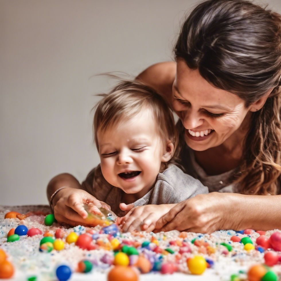 Mum and toddler having fun with sensory play