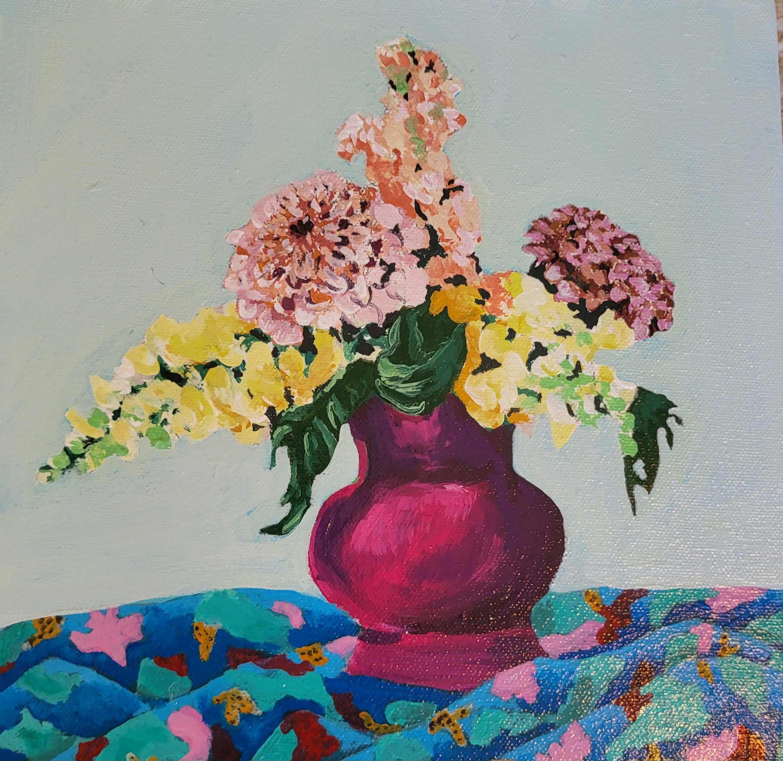 Flowers in Magenta Vase Print