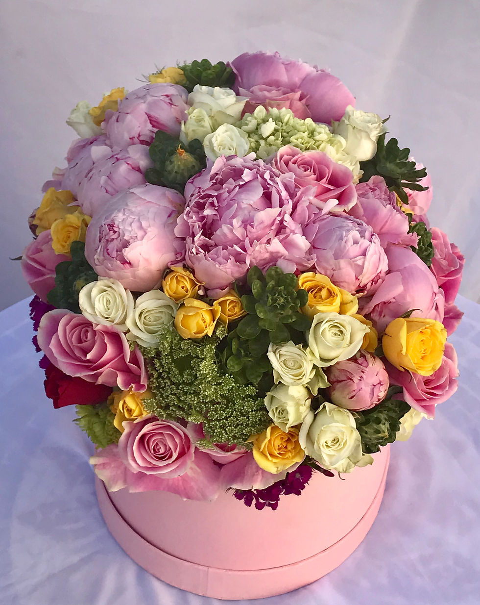 Thumbnail: Color Blend Magic - Peonies, Roses, Spray Roses, Baby Hydrangeas & Mixed Greenry