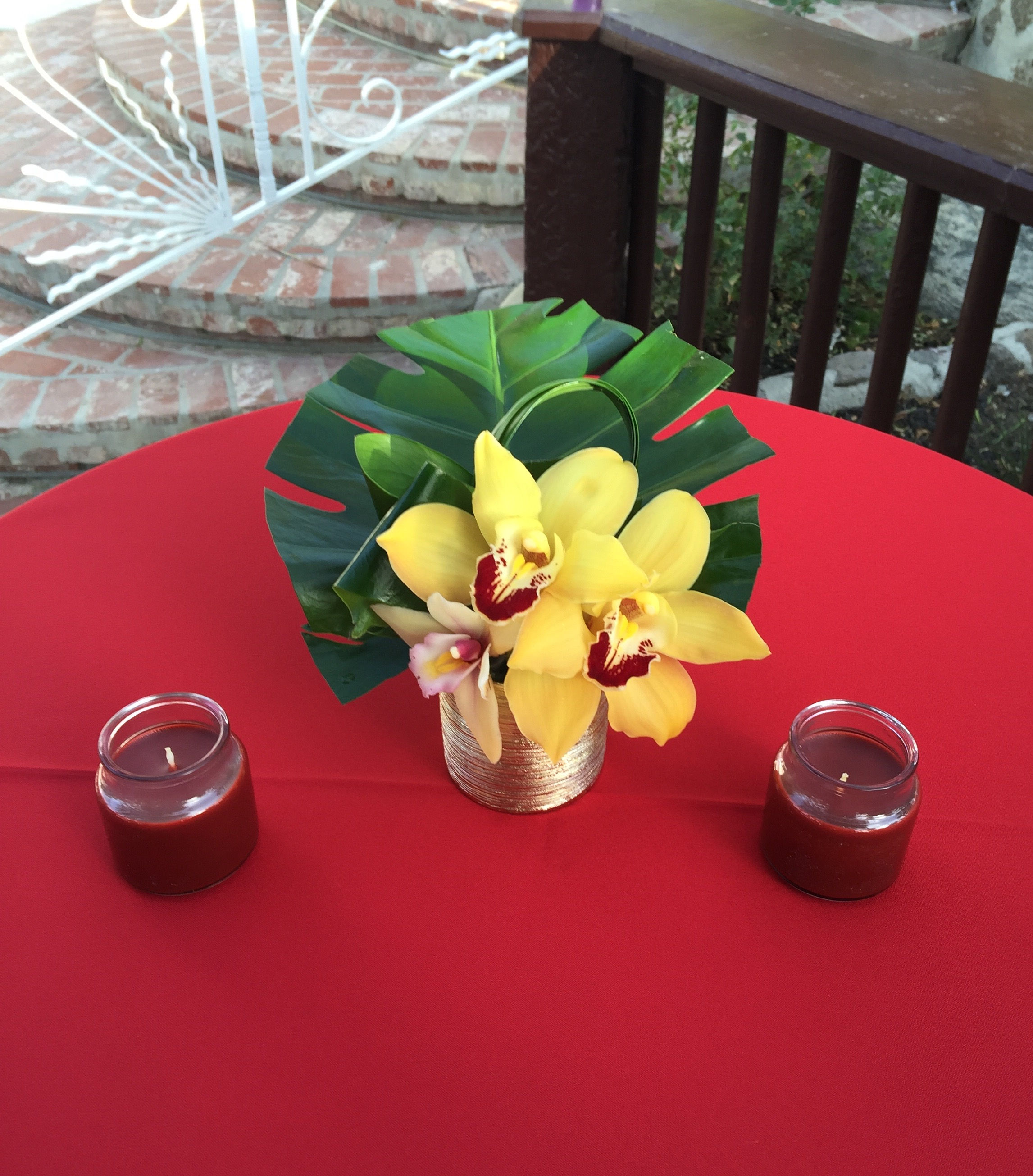 Cymbidium Orchid, Monstera Leaf and Lily Grass