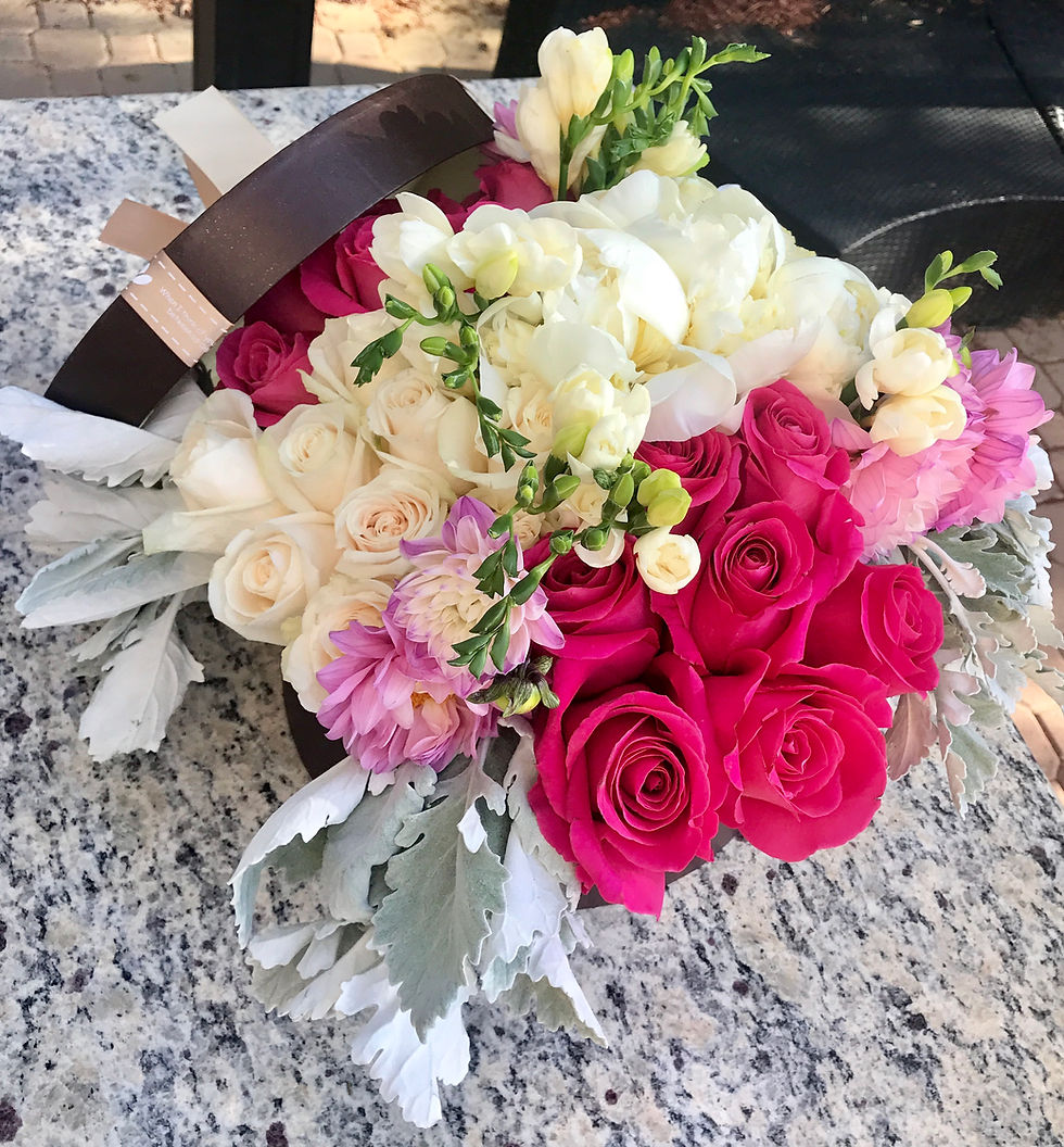 Thumbnail: Fragrant Delight of Roses, Freesia, Peonies, Dahlias and Dusty Miller