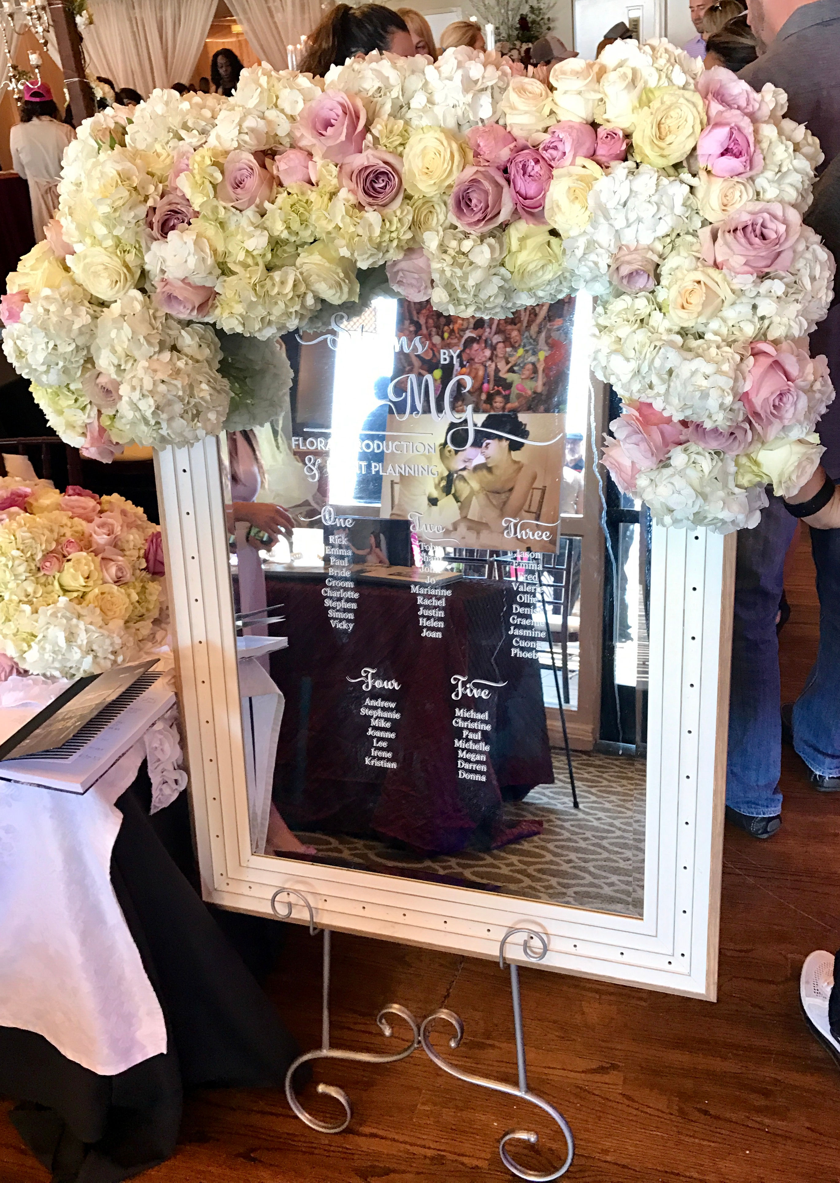 Mirror Seating Chart - Framed with Floral Beauties