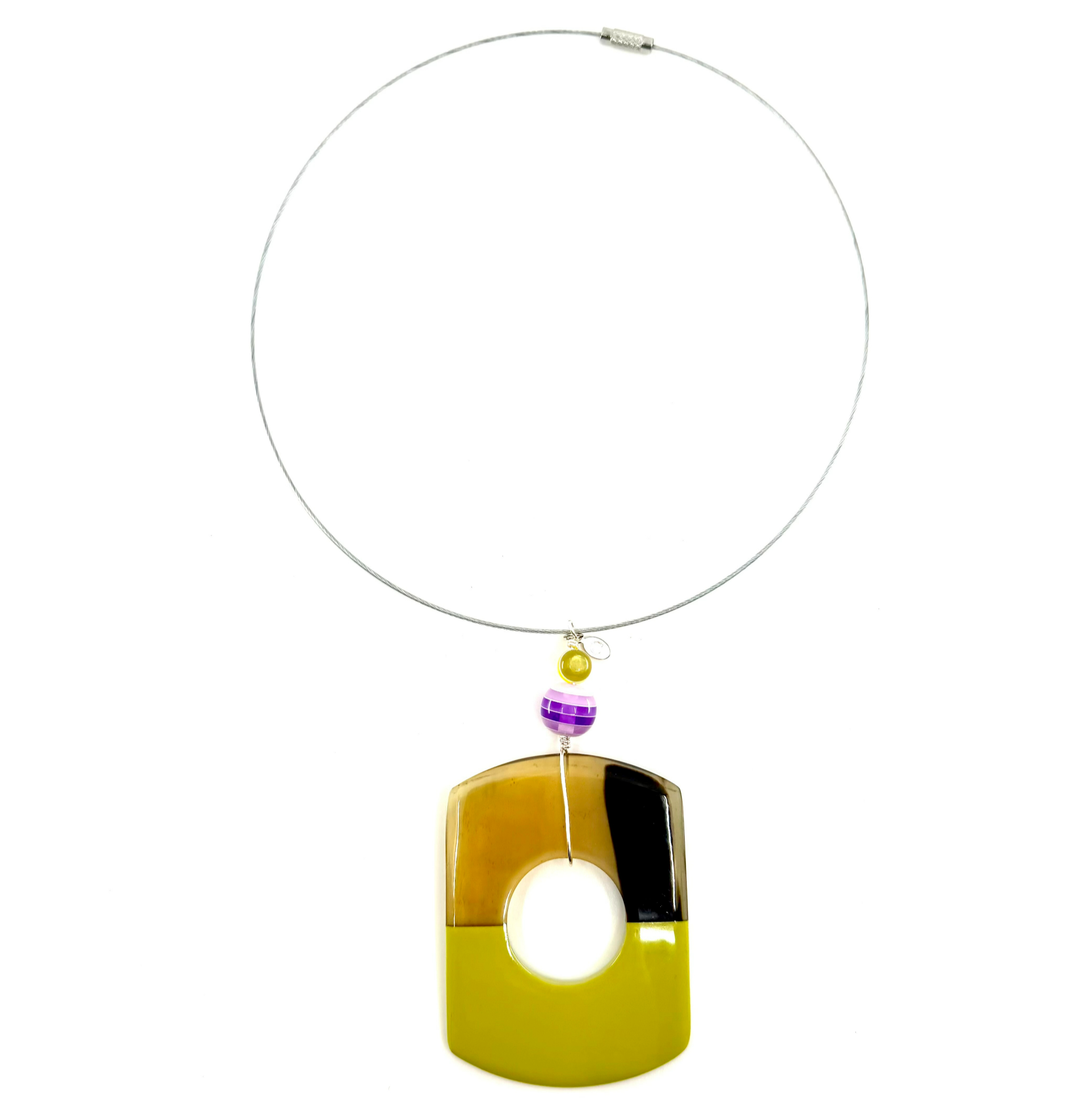 Buffalo Horn Pendant Green