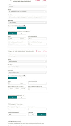 Screenshot of a completed enrolment form