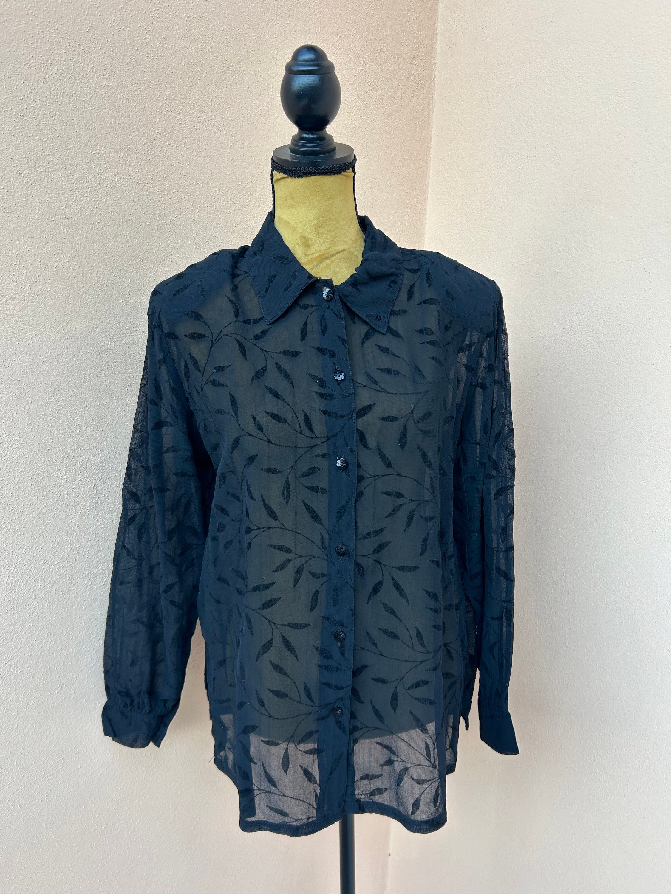 Camicia velata foglie 