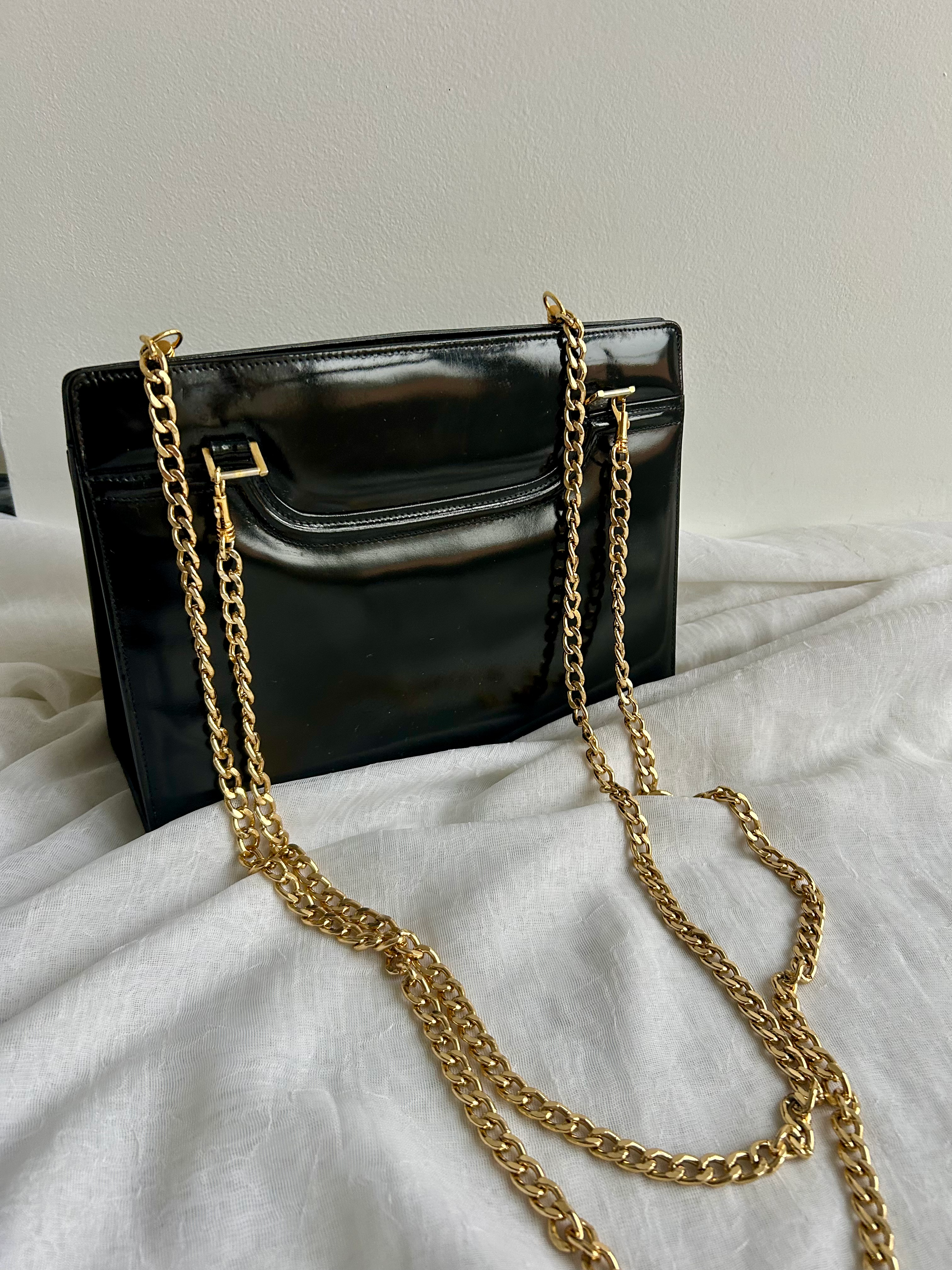 Borsa pelle verniciata 