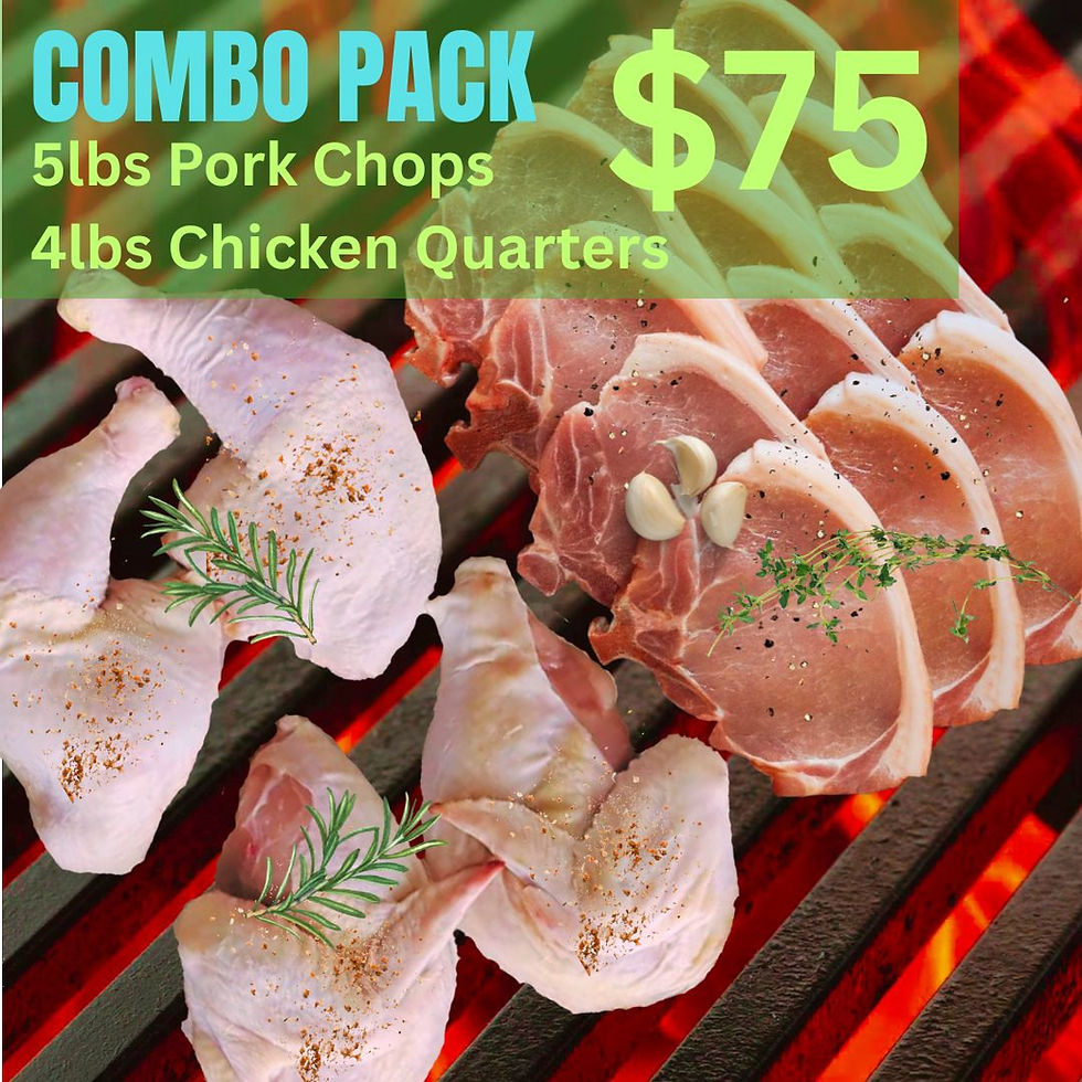 Combo Pack: 5lbs Pork Chops, 4lbs Chicken Quarters for $75