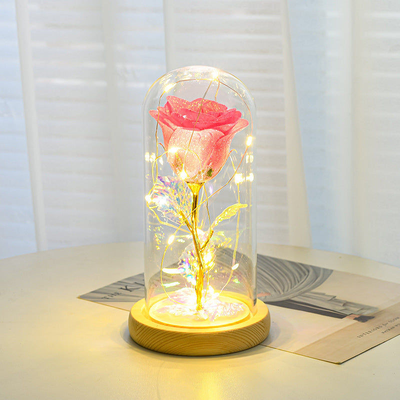Thumbnail: Valentines Day Gift  For Girlfriend Eternal Rose Flowers LED Light In Glass Cove