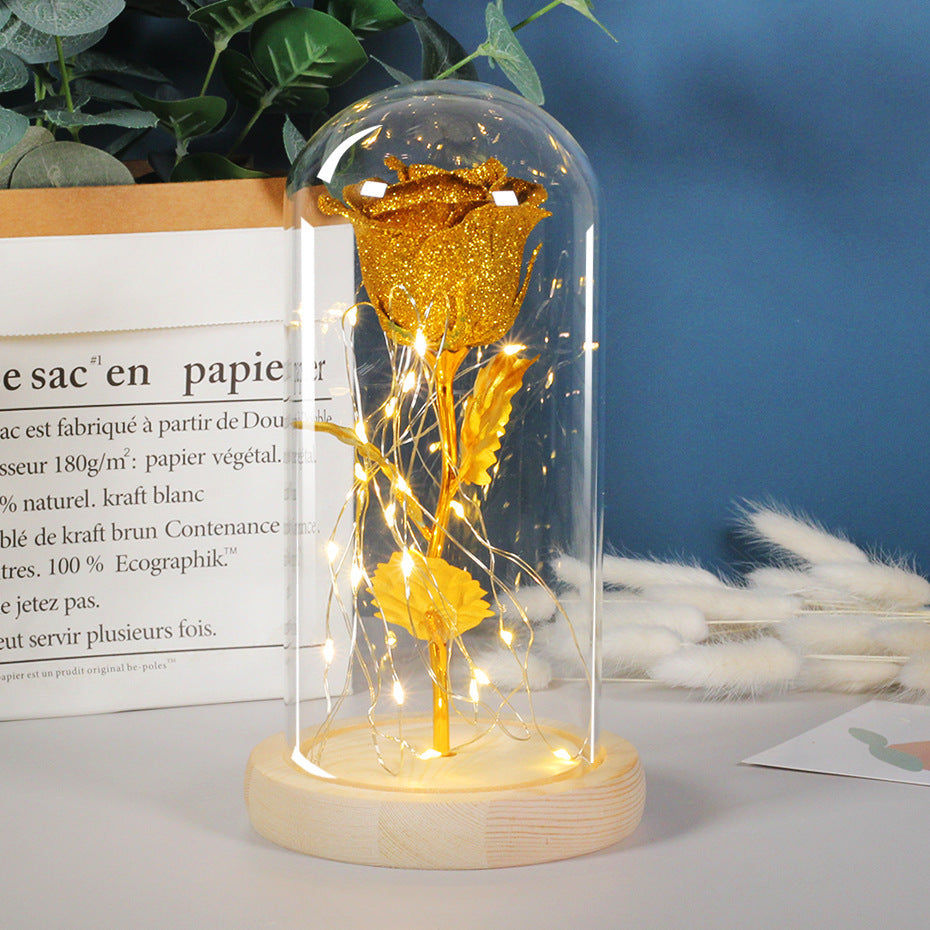Thumbnail: Valentines Day Gift  For Girlfriend Eternal Rose Flowers LED Light In Glass Cove