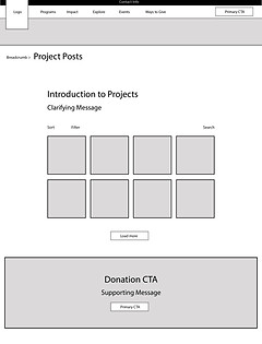 A wireframe for the new Blue Ridge Parkway Foundation website