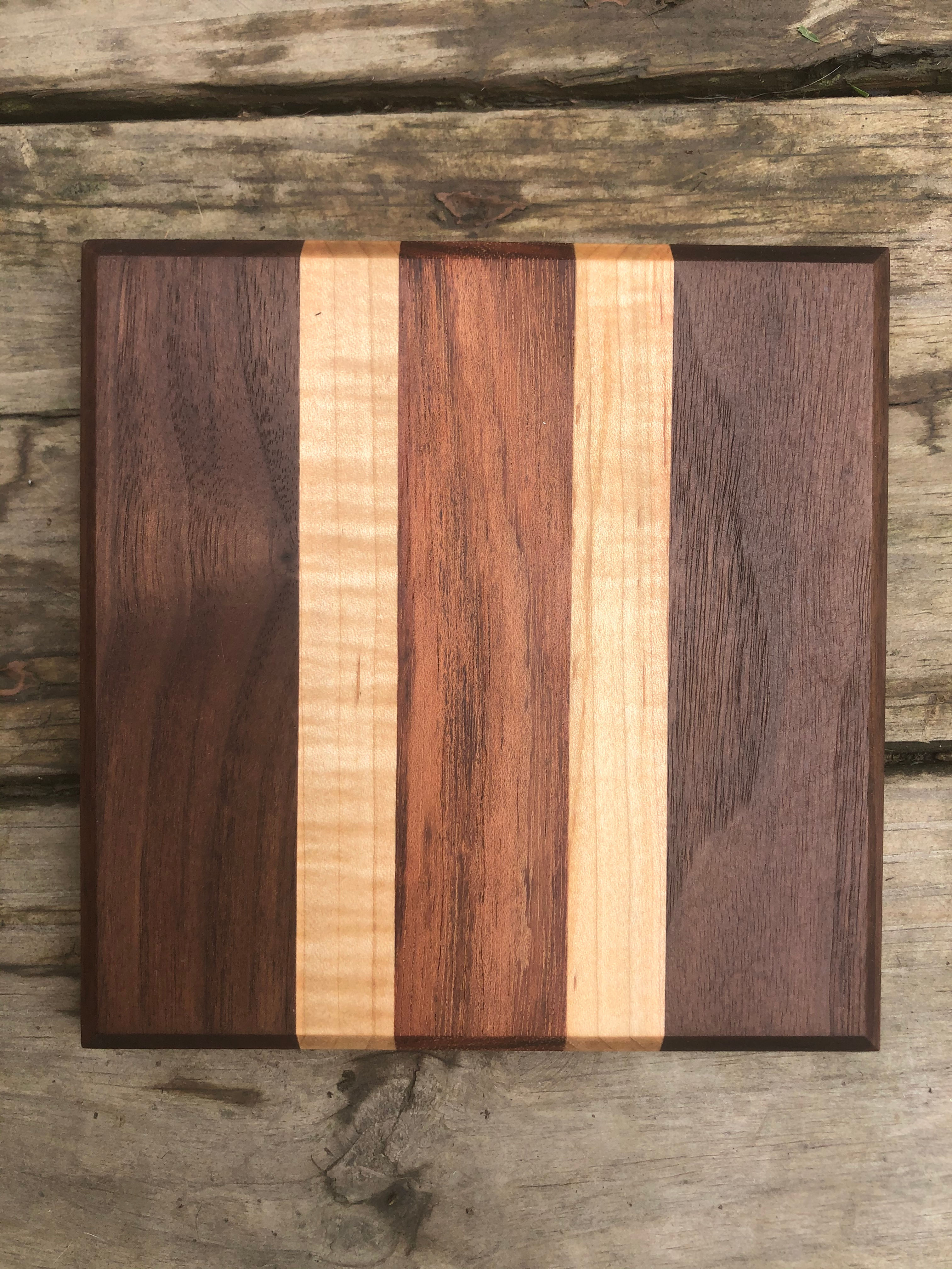 Walnut w/ Jatoba & Curly Maple Stripes