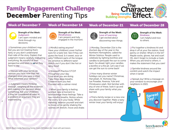 Playing with strengths: December activities with your kids content media