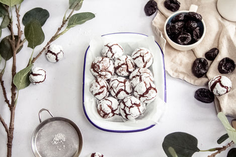 Chocolate Prune Crinkle Cookies