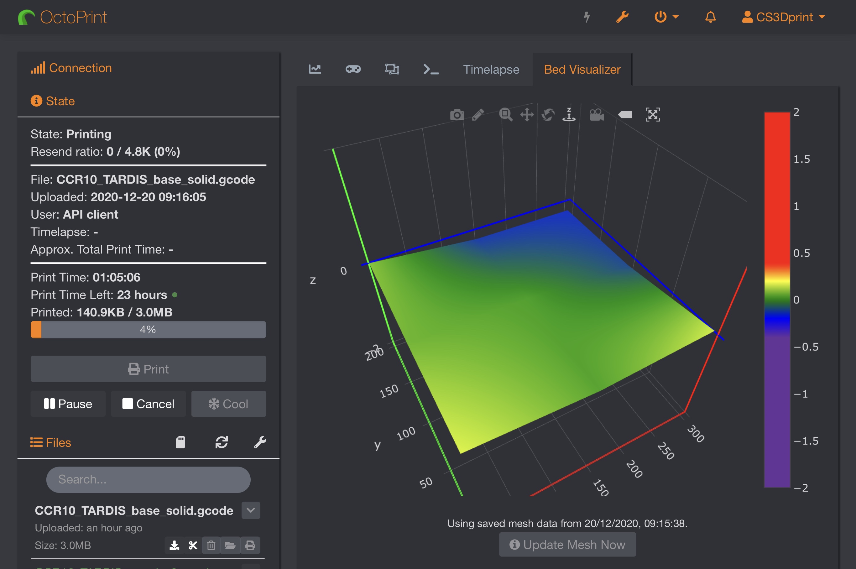 Alu Bed levelling - Octoprint Bed Visualiser content media