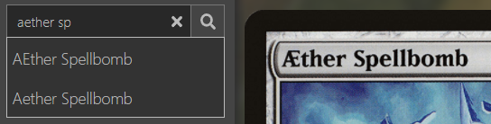 Special characters in card names ... content media