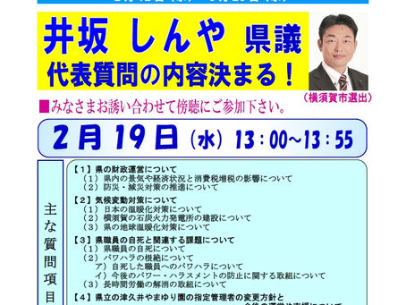【第1回定例会 代表質問 主な質問項目】