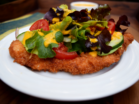 Chicken Katsu and Salad with Carrot-Miso Dressing